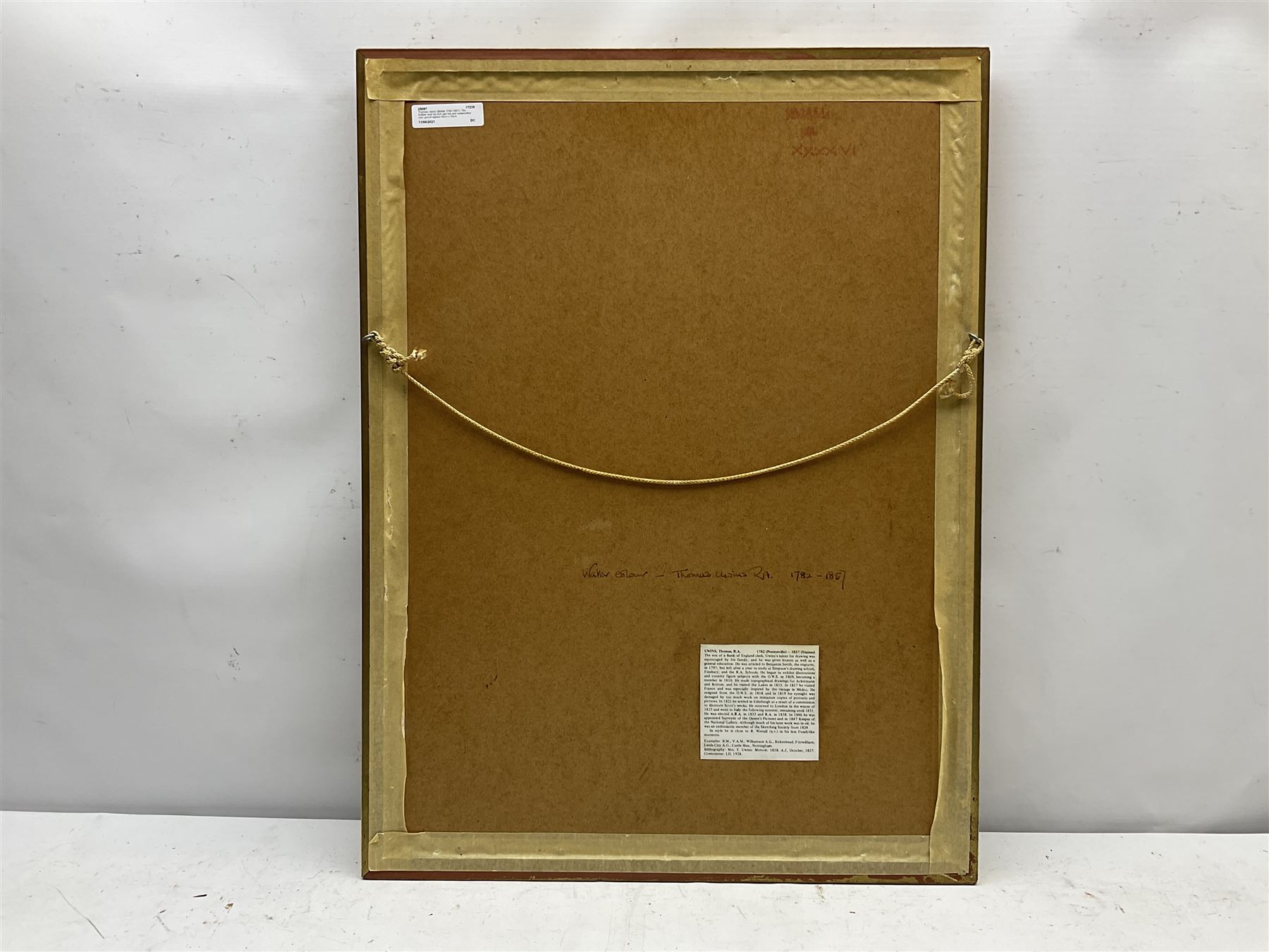 Thomas Uwins (British 1782-1857): The Soldier and his Girl, pen ink and watercolour over pencil signed 46cm x 32cm