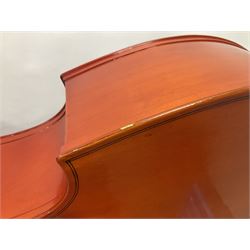 Contemporary 3/4 Double Bass, Body height bottom to shoulder 110cm, With steel tuning pins and ebonised fingerboard, no strings, bridge, tail piece, or endpin Although called a 3/4 size bass, this size is recognised as a regular sized Double Bass 
