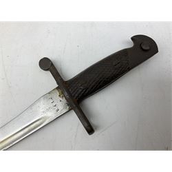 Austrian Model 1895 carbine NCO's knife bayonet with 25cm fullered steel blade; in steel scabbard with webbing frog L39cm overall; and Spanish Model 1941 Bolo bayonet with 25cm fullered steel blade No.6412D; in steel scabbard (2)