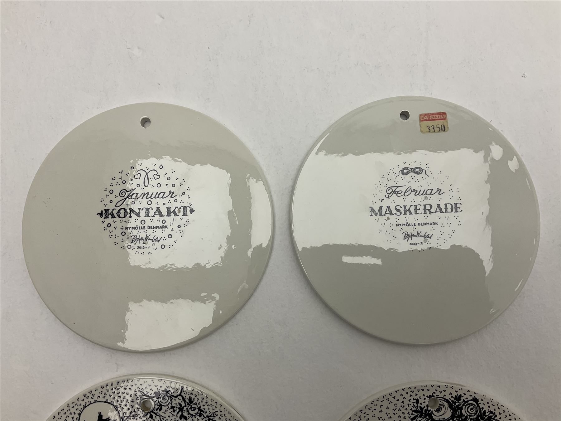 Bjorn Wiinblad for Nymolle Denmark set of twelve calendar wall plaques, D15cm