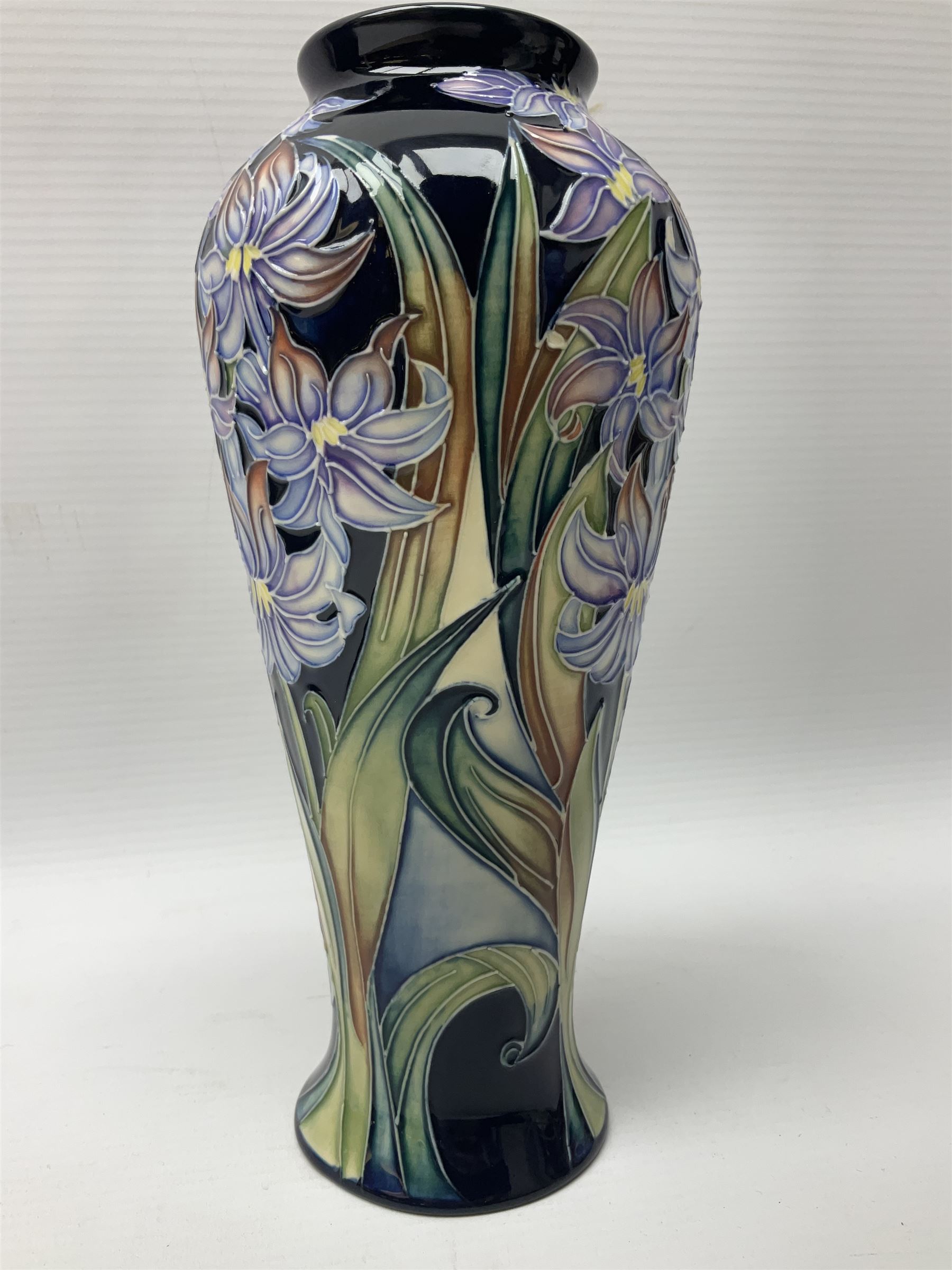 Moorcroft limited edition vase, of tapering form, decorated in the Ostara pattern by Rachel Bishop, circa 2005, no. 69/100, H21cm, with original box