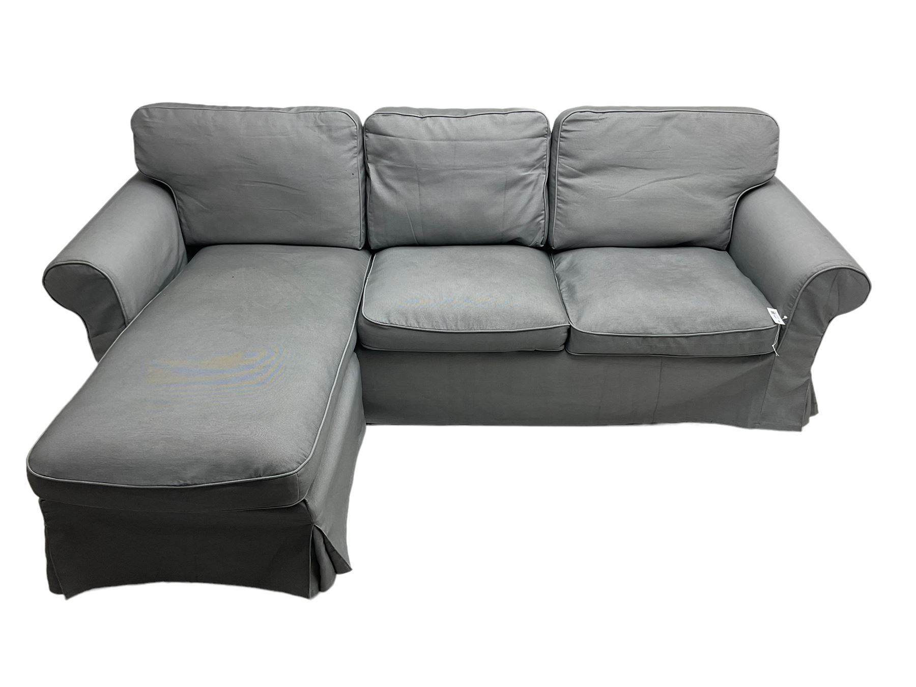 IKEA - 'EKTORP' three seat corner sofa, in grey loose washable covers 