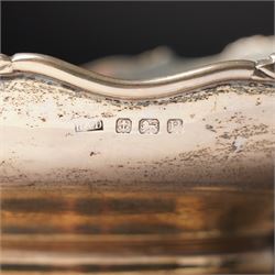 Silver circular fruit bowl with pierced border and pedestal foot D21cm Birmingham 1939 Maker Roberts & Dore Ltd