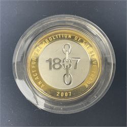 The Royal Mint United Kingdom 2007 'Abolition of the Slave Trade' silver proof piedfort two pound coin, cased with certificate