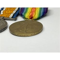 WWI pair of medals comprising British War Medal and Victory Medal awarded to G/62196 Pte. H. Ferguson R. Fus. with ribbons on wearing bar; together with bronze memorial plaque to Henry Ferguson (3)