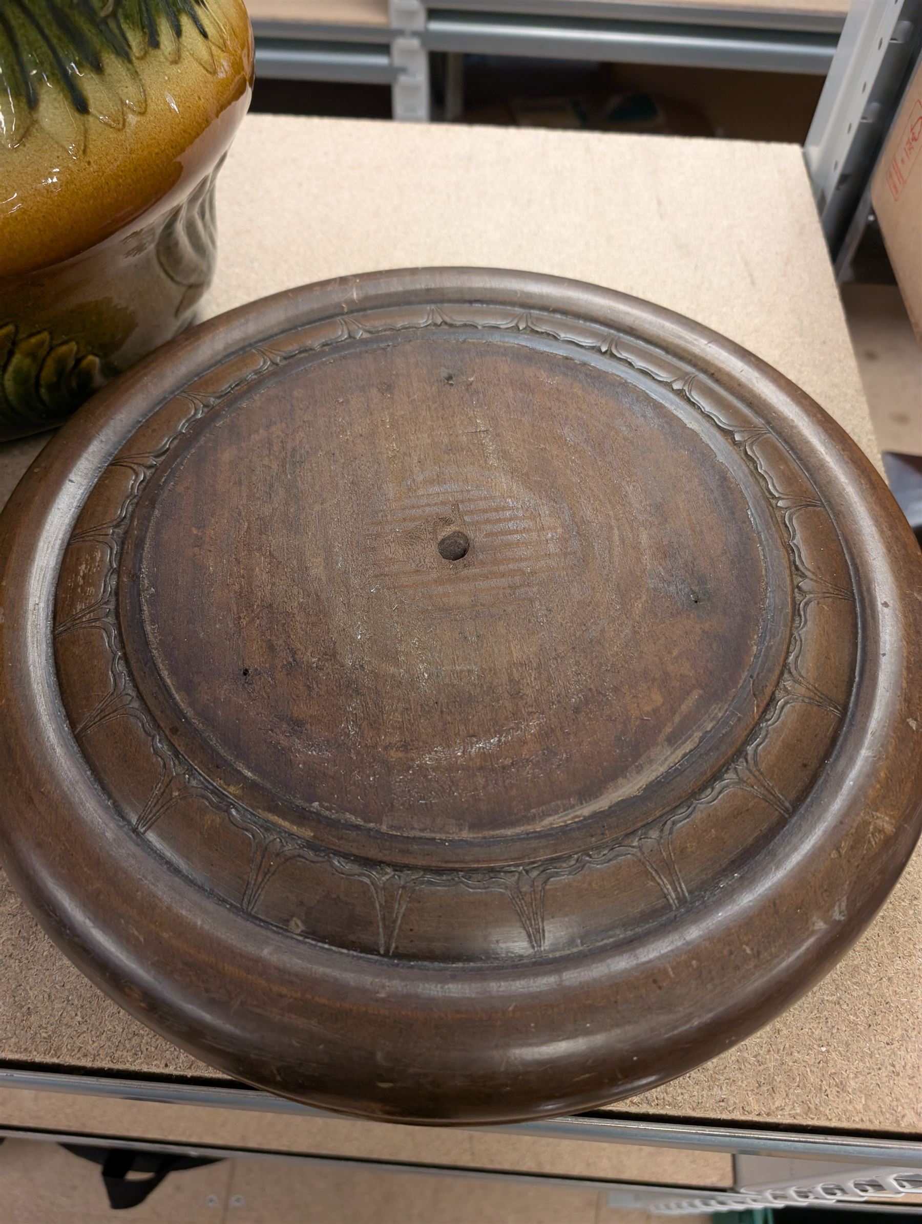 Four jardinières/planters, including Wardle example, together with a hardwood stand, largest jardinière H23.5cm