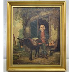 English Native School (19th Century): Old Man and his Donkey, oil on canvas unsigned 49cm x 40cm  