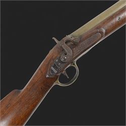 English flintlock blunderbuss, the 38cm brass barrel with proof marks and London to the to...