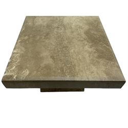 Travertine coffee table, rectangular top on rectangular base 