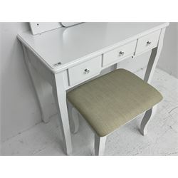 White finish dressing table with mirror and stool