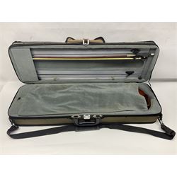 Early 20th century French Mirecourt violin with 35.5cm two-piece maple back and ribs and spruce top; bears label 'The Garrodus Violin H & Co No.1587 Anno 1912' L59cm overall; in modern fitted case with bow