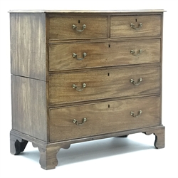  Georgian mahogany chest, two short and three long cockbeaded drawers, shaped bracket supports, in two sections, W104cm, H105cm, D53cm)  
