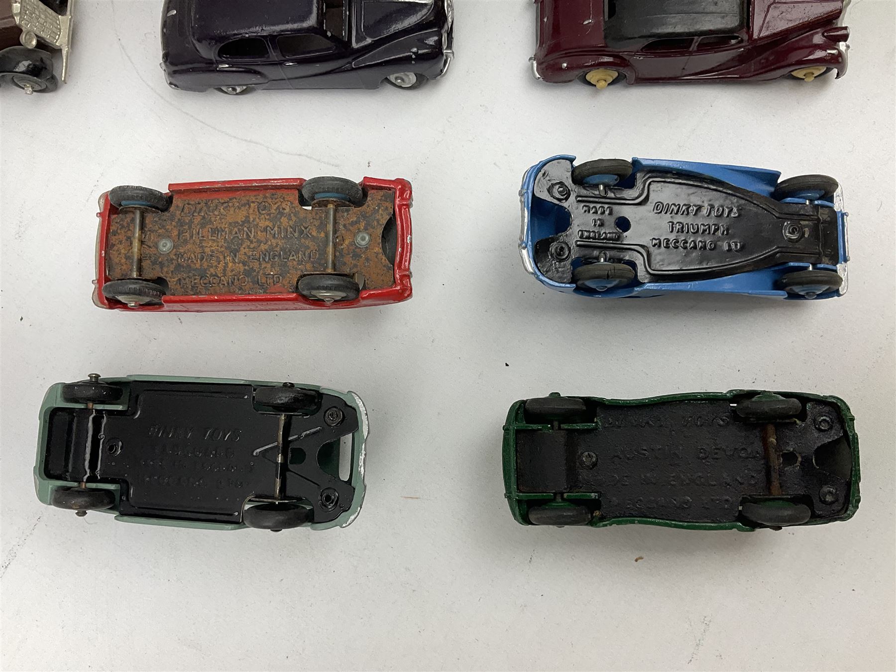 Dinky - thirteen unboxed and playworn/repainted early die-cast