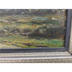 Arthur A Friedenson (Staithes Group 1872-1955): 'On Stoborough Common - Evening', oil on panel signed, titled verso 26cm x 35cm