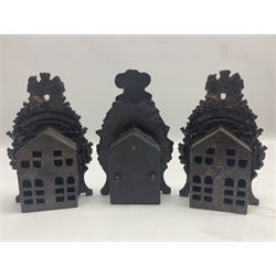 Two early 20th century cast-iron money banks - 'Our Kitchener Bank' c1914 H17cm and 'Our Empire Bank' c1911 depicting George V and Queen Mary H17cm; both by Sydenham & McCoustra; and another similar for The Prince & Princess of Wales 1981 by Robert Brown (3)