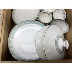 Minton Haddon hall pattern tea and dinnerwares, to include milk jug, four cups and saucers and two dessert plates, together with Royal Doulton Berkshire pattern and Denby tea and dinnerwares, in two boxes 