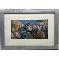 David Greenwood (Northern British Contemporary): 'View over Staithes', pastel signed and dated '09, titled on label verso 24cm x 46cm