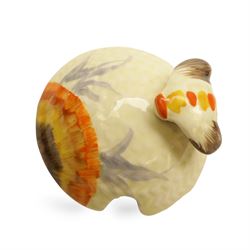 Clarice Cliff Bizarre for Wilkinson Ltd, small beehive honey pot with cover, in Rhodanthe pattern, with printed mark beneath, H7cm