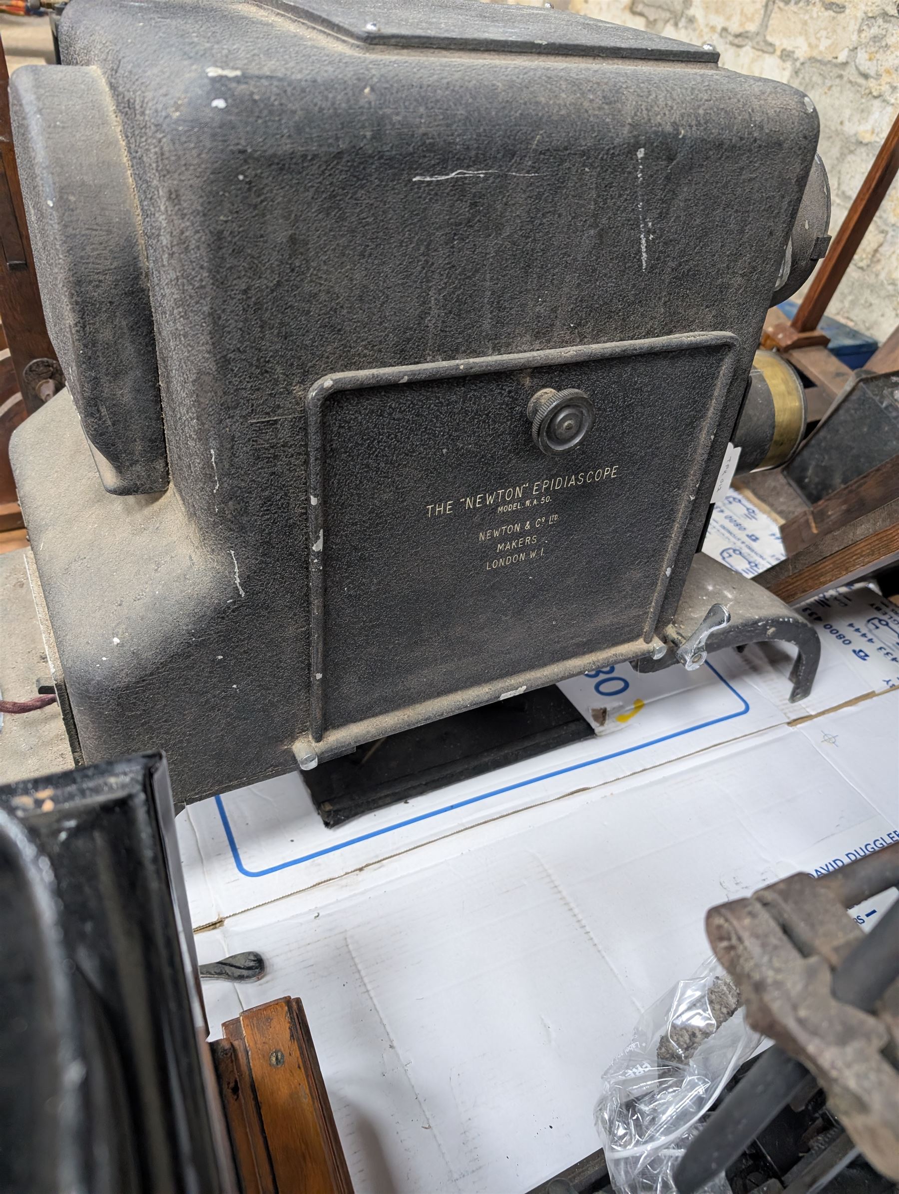 Thornton-Pickard Artist Enlarger, Thornton Pickard Imperial Enlarger, The Newton Epidiascope, Ensign Super Sixteen projector, wooden frame, etc