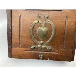 Late Victorian walnut coal box, with brass handle and mounts 