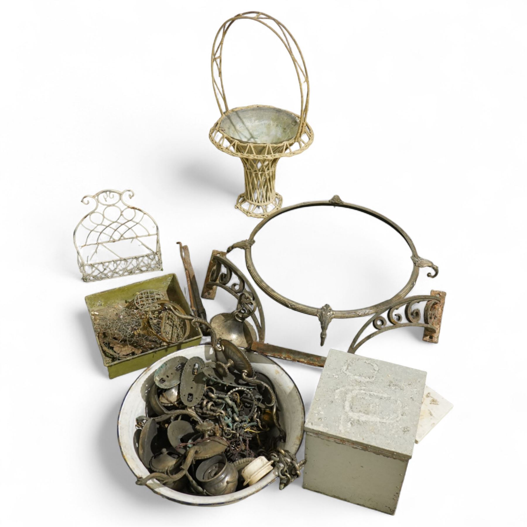 *Large collection of 19th century and later metal fittings, to include silver plated ceiling and light types, handles and castors, ornate chains and other architectural type fittings (qty)From the Kirkham Hall Attic & Cellar Collection, sold without reserve