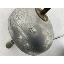 20th century Indian Tulwar sword with 71cm plain curving steel blade and iron hilt with extended langets, knopped grip and spiked pommel; in canvas covered wooden scabbard L87.5cm overall; together with five fencing swords comprising four foils and one epee, three marked Leon Paul, one in carrying case (6)