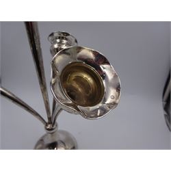 Early 20th century silver epergne, with four fluted branches, upon a weighted domed circular foot, engraved foot with monogram date 1887-1912, hallmarked Colen Hewer Cheshire, Chester 1910, H39.2cm