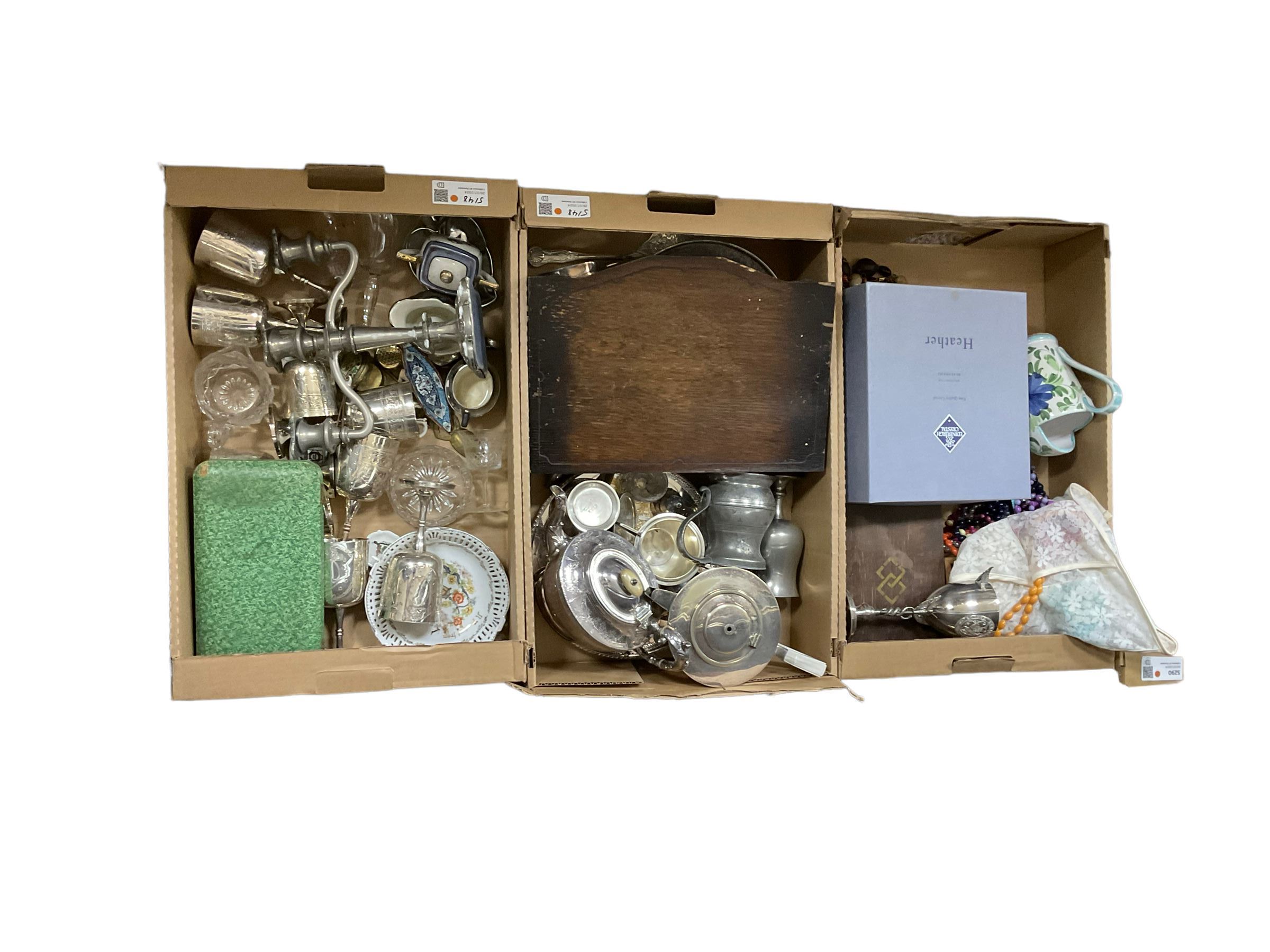 Pair of Edinburgh Crystal champagne flutes, together cased canteen of cutlery and other items, in three boxes  