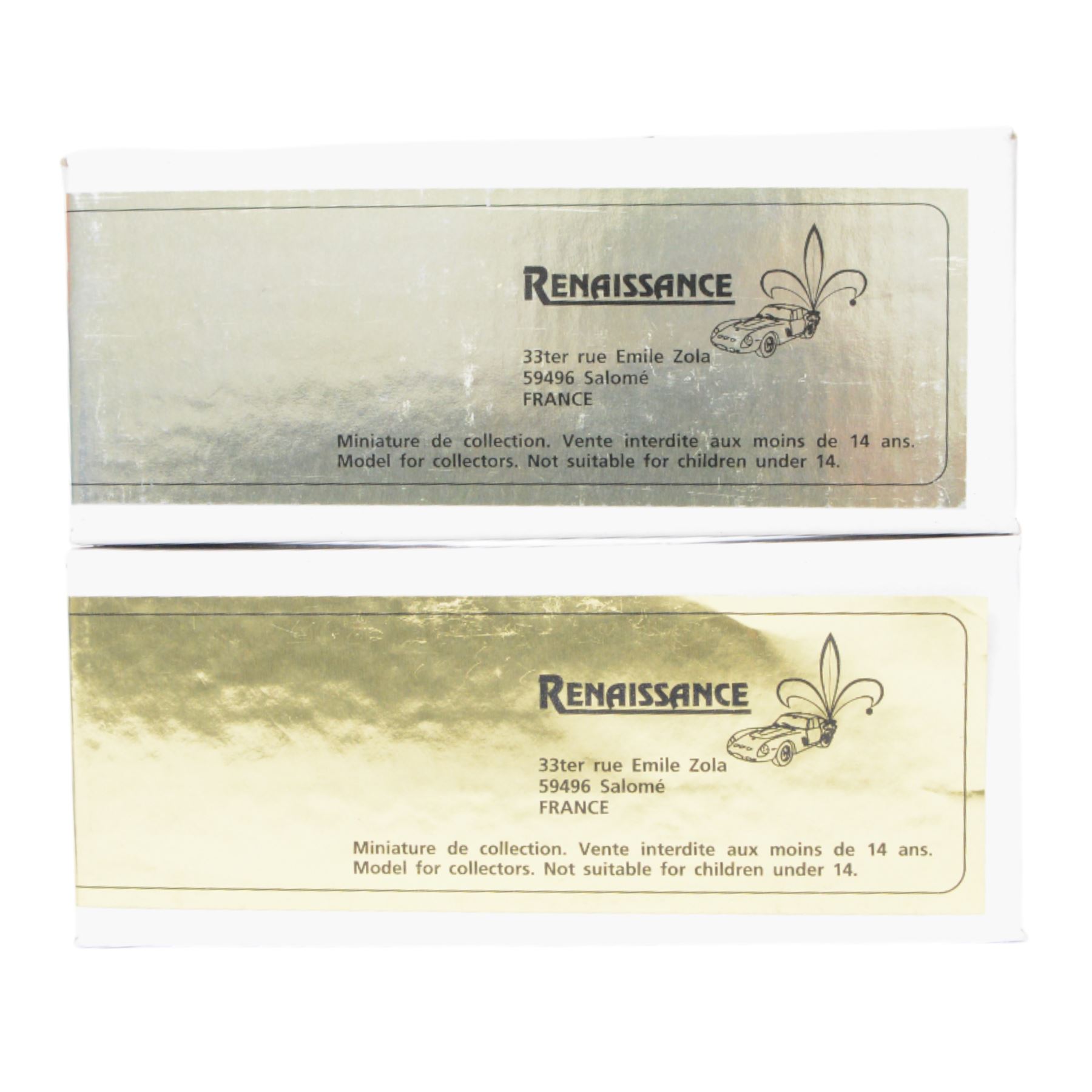 Seven 1:43 scale model car kits, including four BBR Models kits; Maserati MC12 GT Fia Monza 2005, Ferrari 333SP 1000 KM Monza 2000, Maserati Trofeo 2005 and BMW V12 LMR LMP 24H Le Mans 1999, three Renaissance kits; McLaren F1 GTR, Ferrari 365 P2 and Bentley EXP Speed 8, all boxed