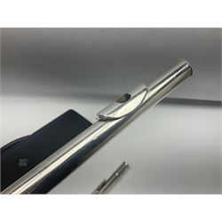 Buffet Crampon Model BC6010 silver plated three-piece flute, serial no.767918; in fitted case with cleaning rod