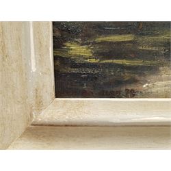 Paule Bisman (Belgian 1897-1973): Franc-Waret Castle, pair oils on panel signed and dated 1923, titled verso 26cm x 20cm