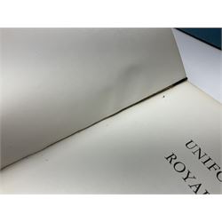 Set of six 1960s books on British Uniforms published by Hugh Evelyn London comprising Cavalry Uniforms of the British Army, Uniforms of the Royal Artillery, Uniforms of the Scottish Regiments, Uniforms of the Yeomanry Regiments and Infantry Uniforms of the British Army Series 1 & 2; all with dustjackets