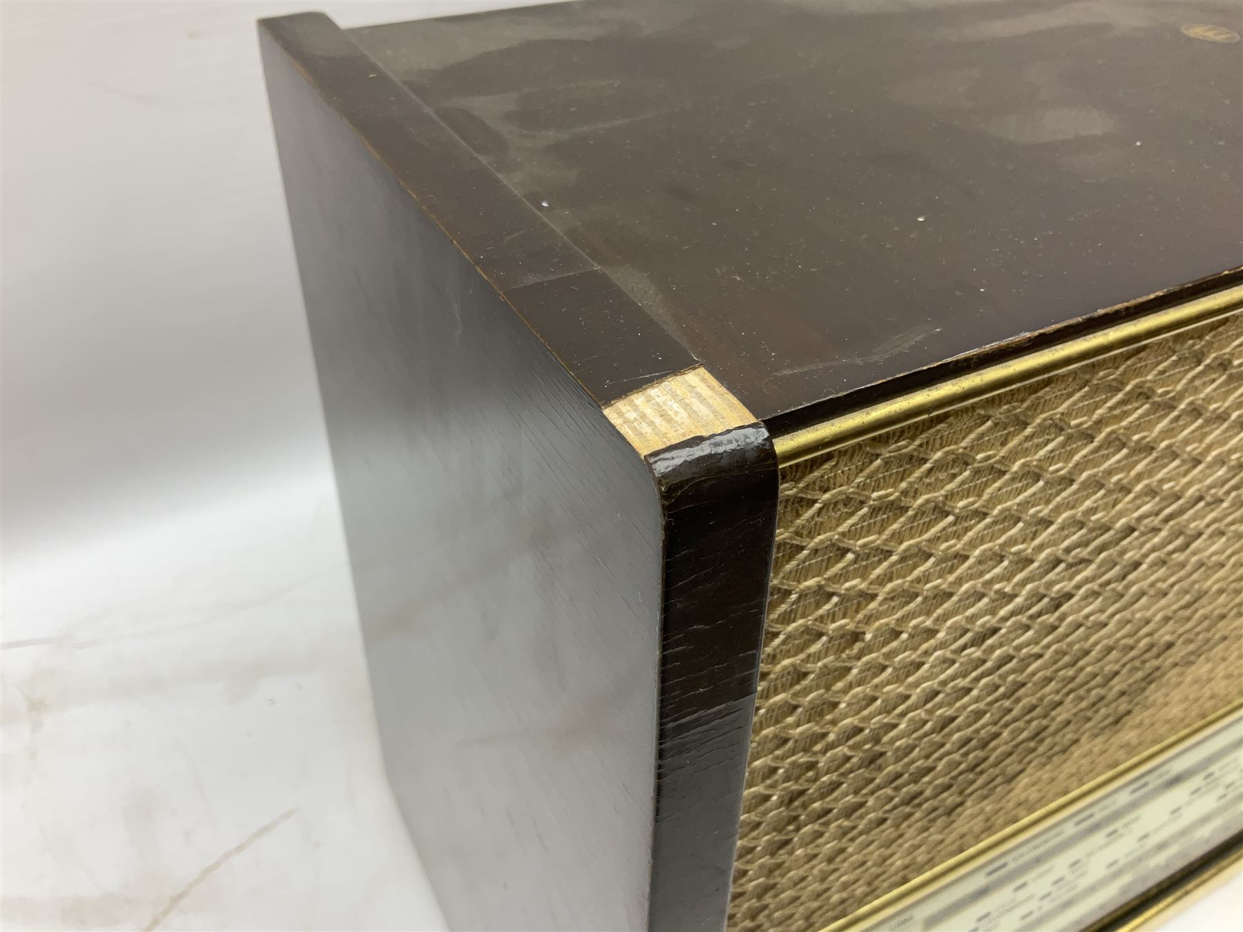 1955 Pye Fenman II valve radio in walnut veneered case, W58cm, together with a 1950s McMichael Type 854 valve radio with Bakelite knobs, W47cm H39cm D24cm, and 1957 Ekco Type A320 radio in dark walnut veneered case (3)