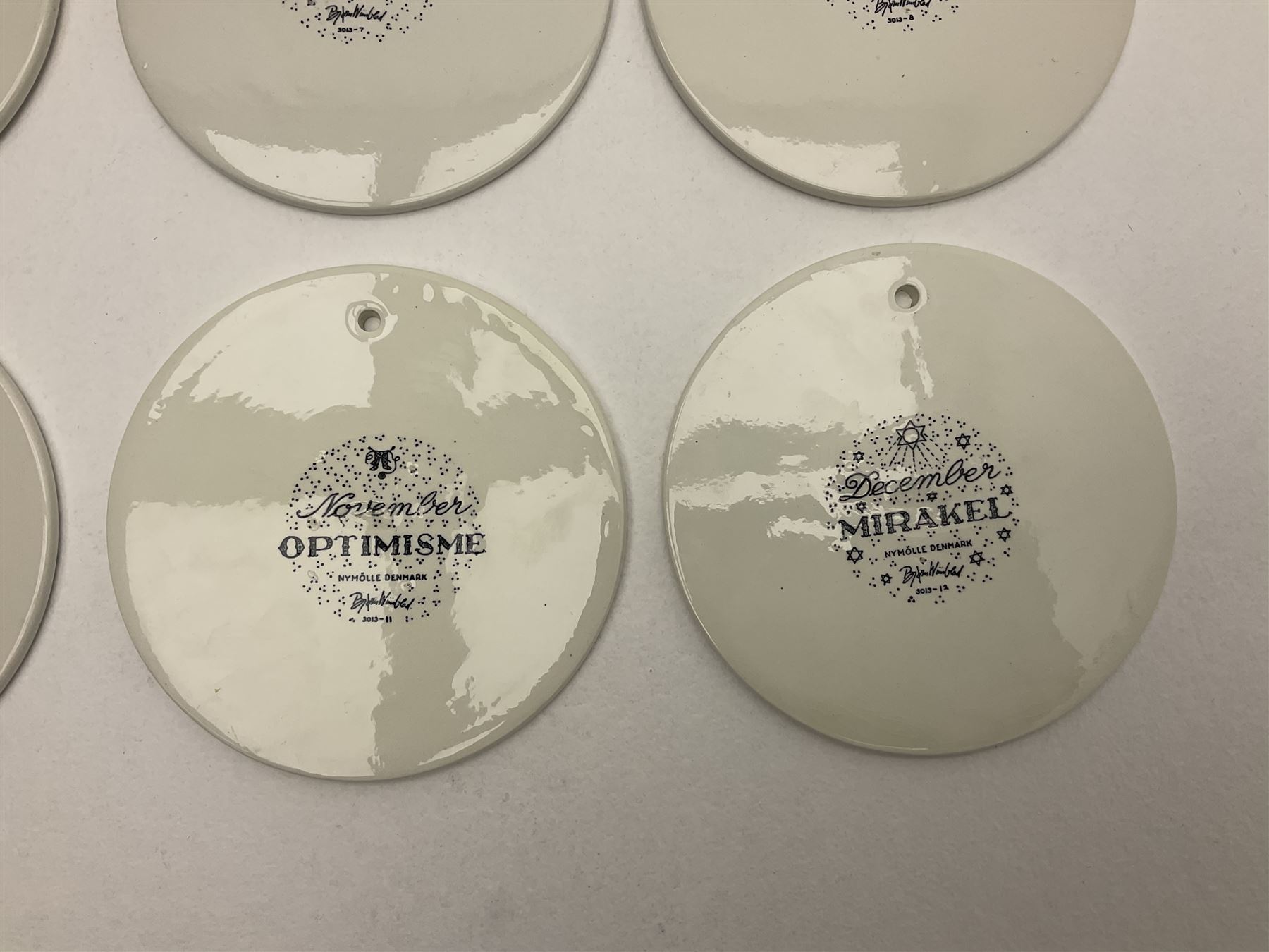 Bjorn Wiinblad for Nymolle Denmark set of twelve calendar wall plaques, D15cm