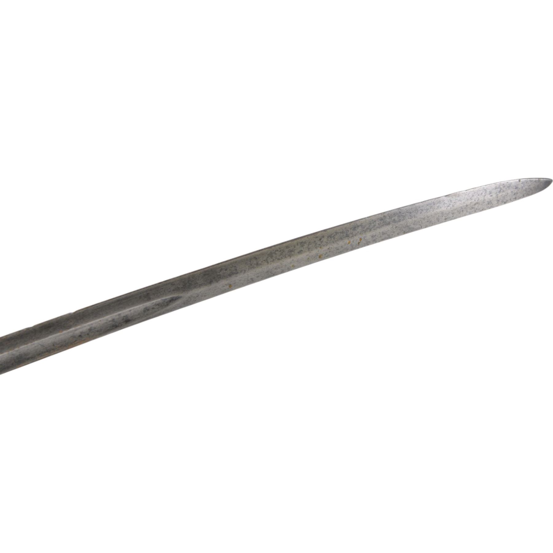 Victorian officer's sword, made by Dolan & Co, London, the 87cm single edge blade with makers mark 'Dolan & Co, St Martins Lane, London', steel swept two bar hilt, with wirebound fishskin grip, overall L102cm
