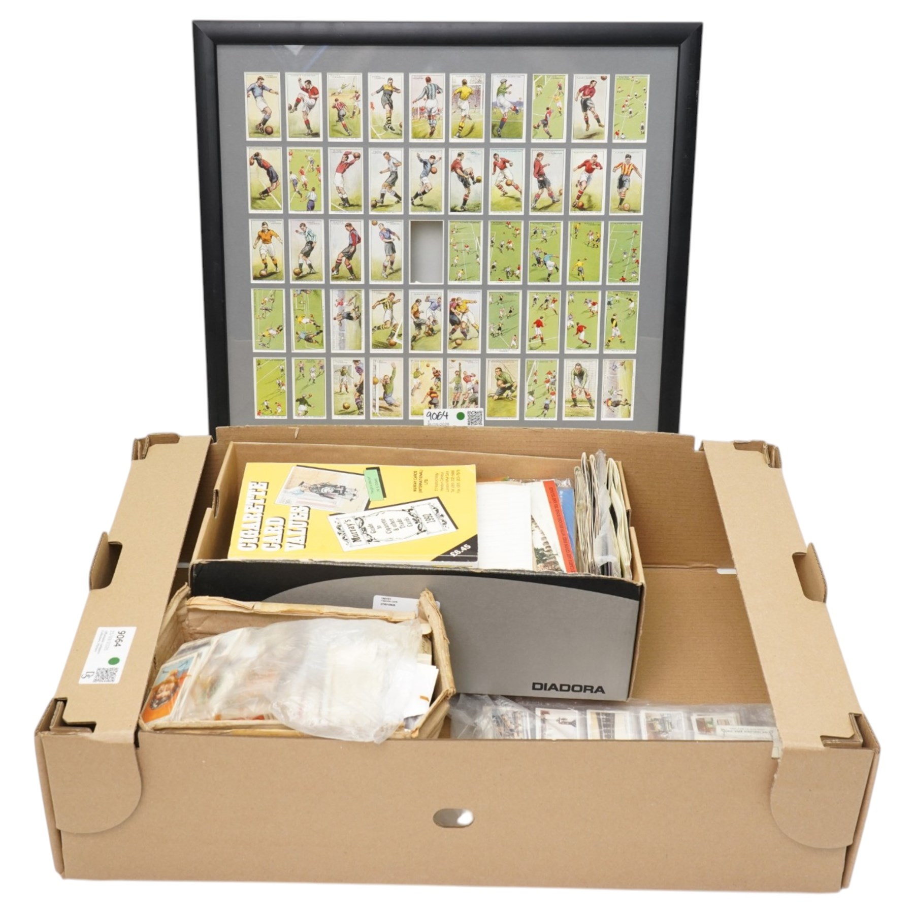 Large collection of cigarette cards, mostly unmounted, including a set of 'Hints on Association Football' in frame 