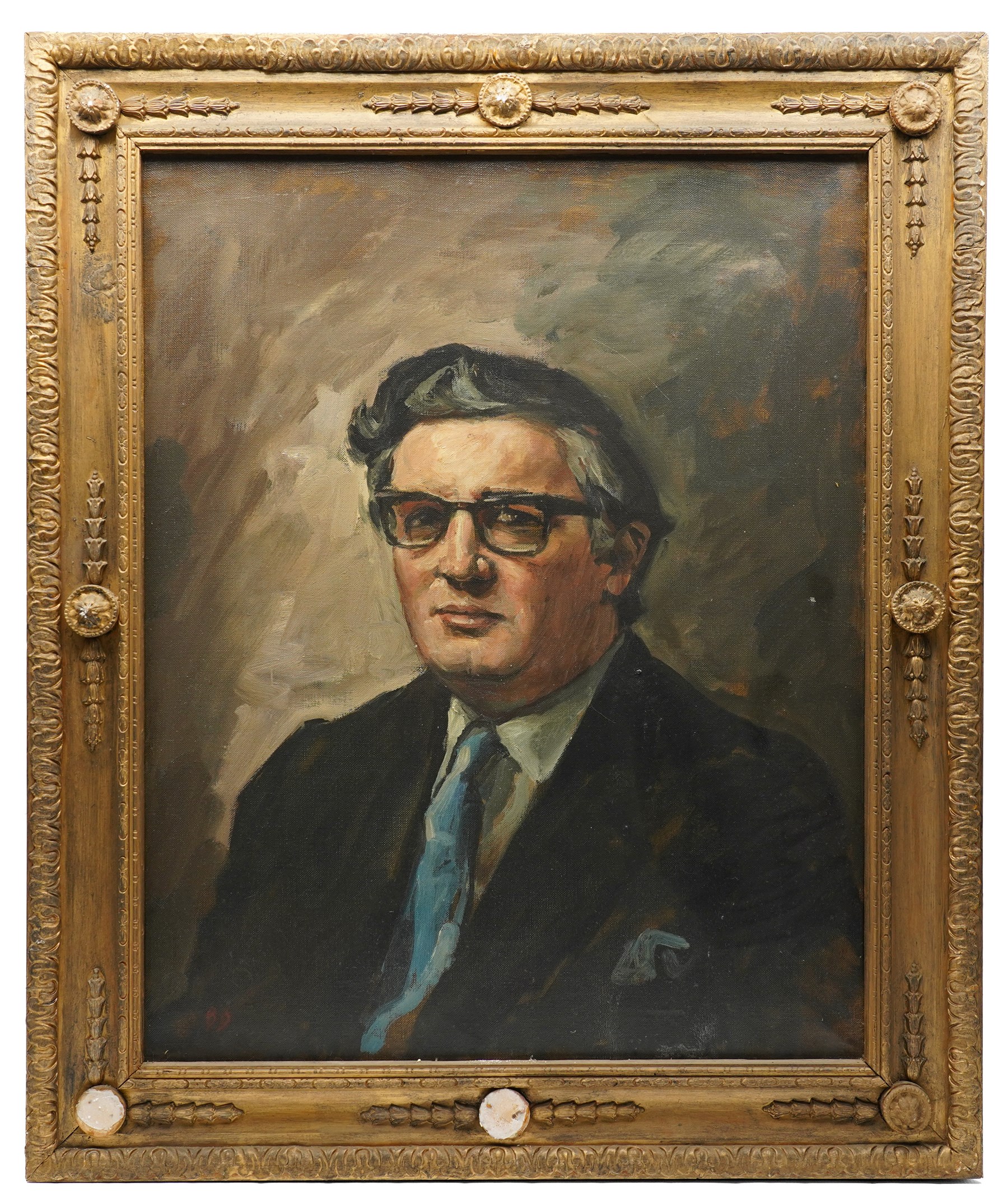 Brenda Bury (British 1932-): Members of European Parliament - 'Sir Stanley James Allen Hill' 'Sir Douglas Dodds-Parker' 'Sir William John Peel' 'Sir Brandon Meredith Rhys-Williams 2nd Baronet' 'Sir Tom Normanton' and 'John Hill MP', set of six oils on canvas signed with initials, in matching frames, 76cm x 59cm (6) Provenance: Property of a Nobleman.