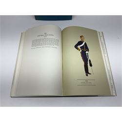 Set of six 1960s books on British Uniforms published by Hugh Evelyn London comprising Cavalry Uniforms of the British Army, Uniforms of the Royal Artillery, Uniforms of the Scottish Regiments, Uniforms of the Yeomanry Regiments and Infantry Uniforms of the British Army Series 1 & 2; all with dustjackets
