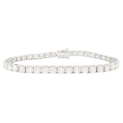 18ct white gold round brilliant cut diamond bracelet, stamped, total diamond weight approx 9.60 carat