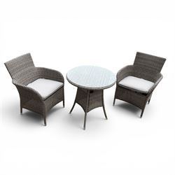 LG Outdoor - rattan bistro set, comprising two armchairs and table with tempered glass top