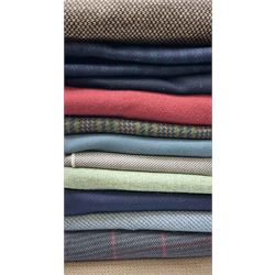 Quantity of fabric lengths, to include wool blends, various colours and patterns, including tweed, checked and other examples