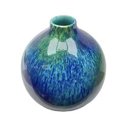 Boch Freres vase, of baluster form, with mottled blue/green glaze, H20cm