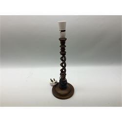Wooden barley twist table lamp,  H47cm