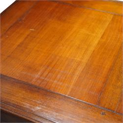 And So To Bed - French cherry wood twin pedestal dressing table, the rectangular top over seven drawers arranged with a central drawer and three drawers to each pedestal, panelled sides with louvred detail, raised on turned bun feet