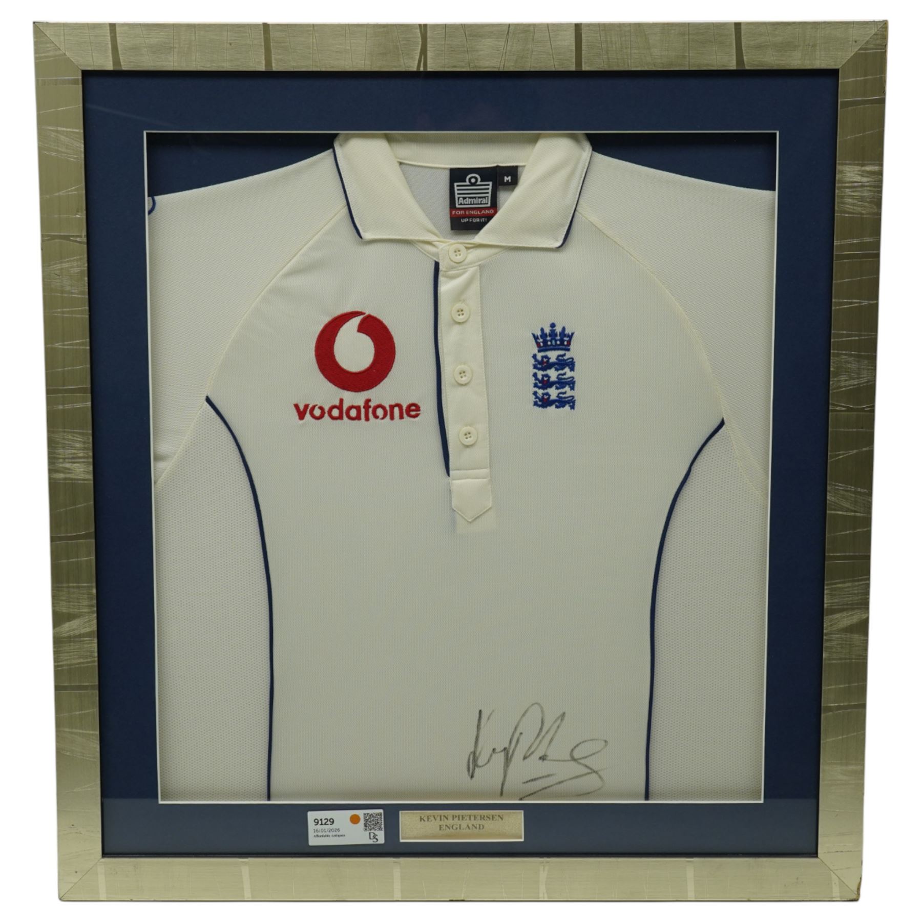 Kevin Pietersen signed cricket shirt, framed 