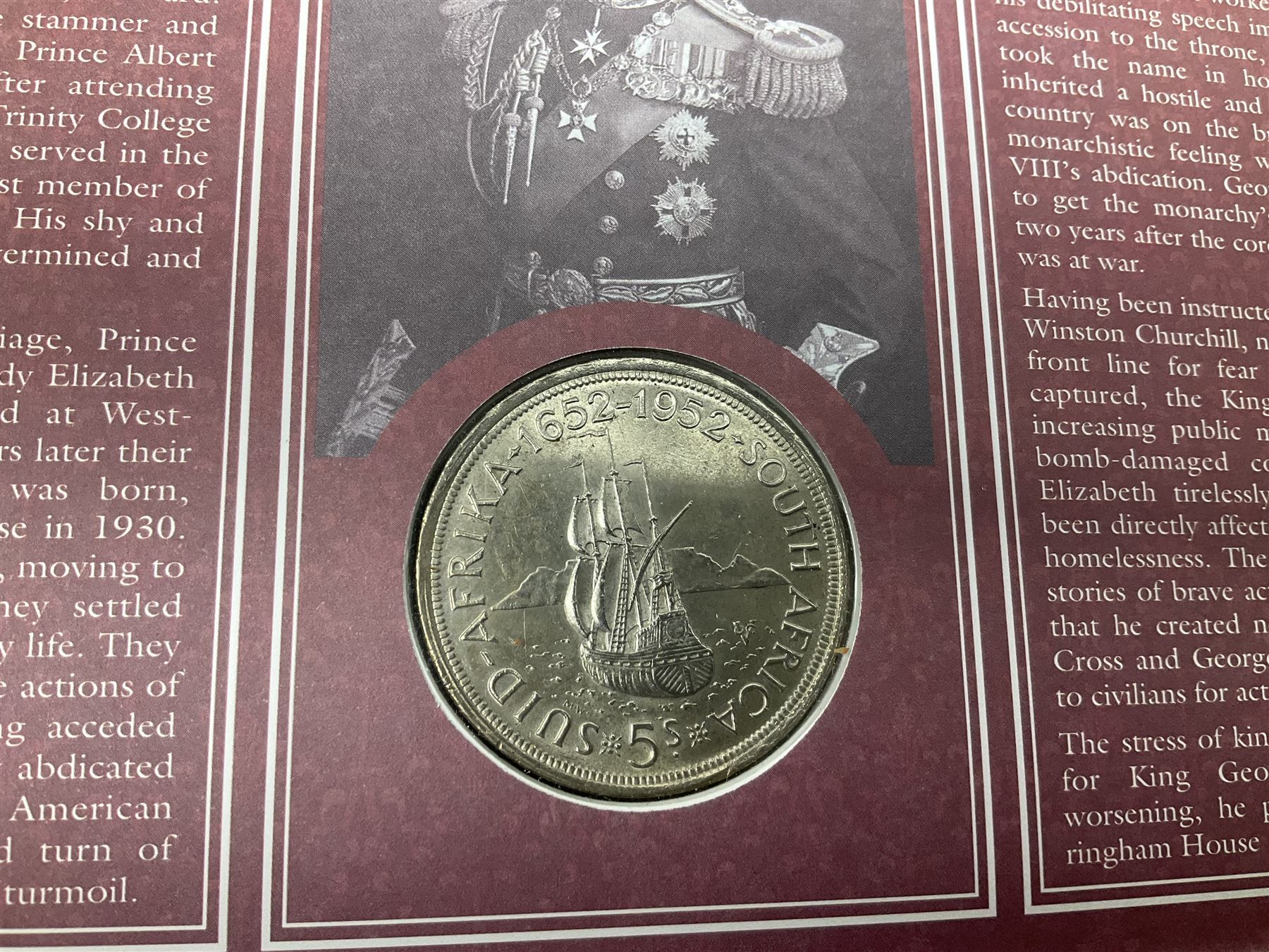 Eight coin covers including, 'Her Majesty Queen Elizabeth II 70th Birthday' containing a 1996 Canadian one ounce silver coin, three coin covers commemorating the 21st Birthday of HRH Prince William each containing a silver coin, '1895 1952 A Tribute to HM King George VI' containing a South Africa 1952 five shilling coin, 'The Notting Hill Carnival' containing a 1998 fifty pence etc (8)