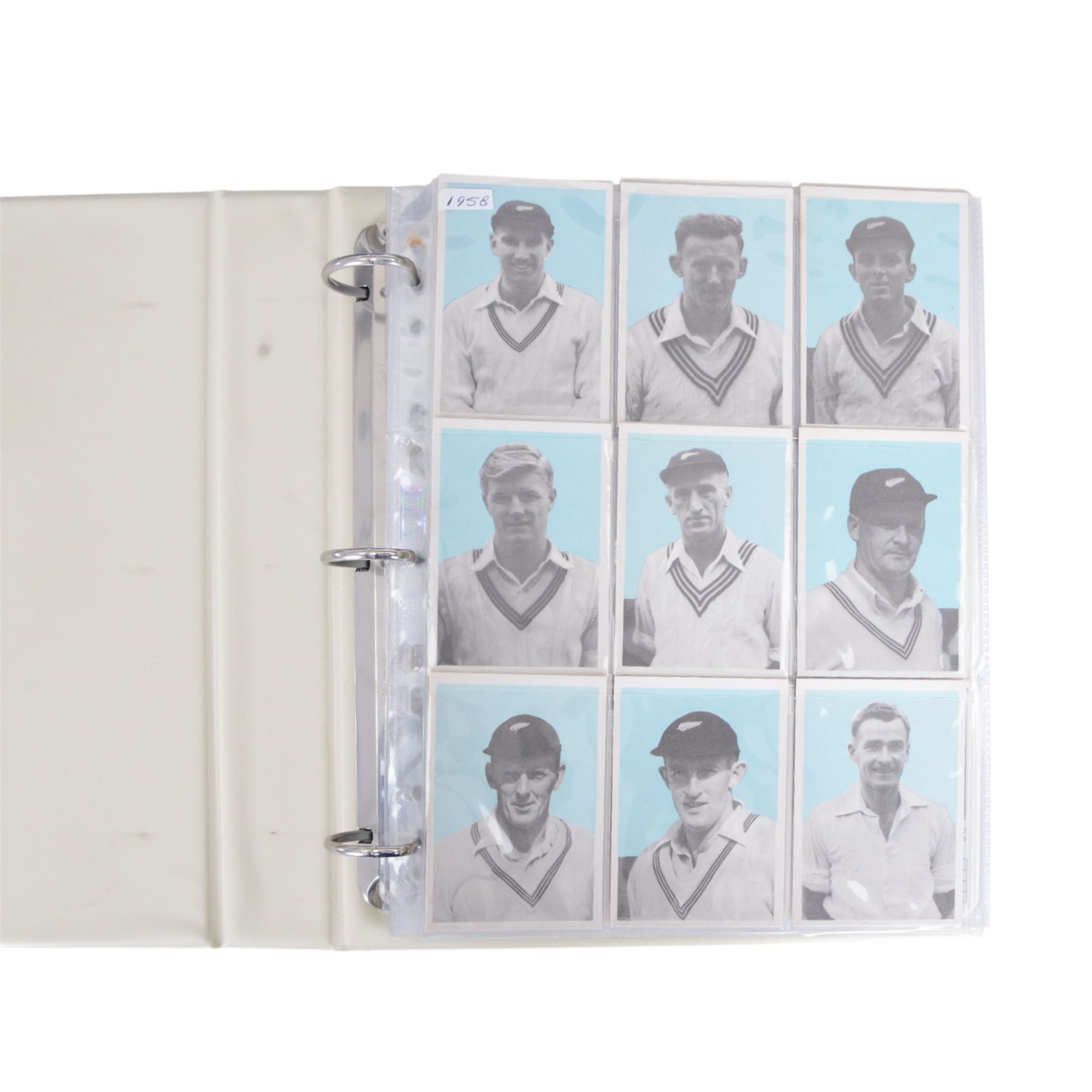 Collection of Edwardian and later Cricket related trading and cigarette cards, including complete set of fifty 1908 Will's Cigarettes Cards, fifteen 1922 The Boys Realm Famous Cricketers cards, part set of 1926 Players Cricketers Caricatures by RIP,  full set of sixteen 1958 Master Cricketing Series New Zealand, complete set of twenty five 1953 Mornflake Test Cricketers, etc, housed in three albums