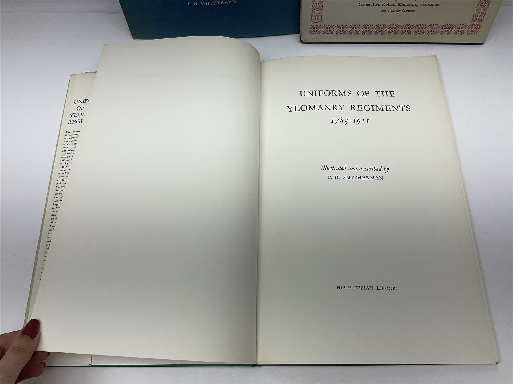 Set of six 1960s books on British Uniforms published by Hugh Evelyn London comprising Cavalry Uniforms of the British Army, Uniforms of the Royal Artillery, Uniforms of the Scottish Regiments, Uniforms of the Yeomanry Regiments and Infantry Uniforms of the British Army Series 1 & 2; all with dustjackets