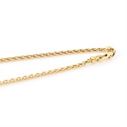 18ct gold diamond floral design necklace, five round brilliant cut diamonds, each spaced by leaf design links set with diamonds, to a Spiga link chain, Sheffield import mark 1989, total diamond weight approx 0.75 carat