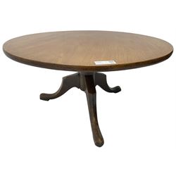 19th century mahogany low occasional or coffee table, circular tilt-top over tripod base